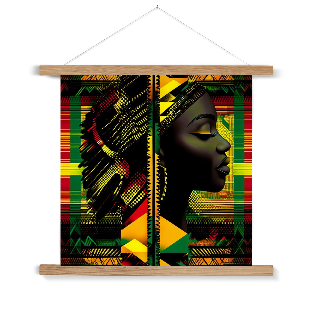 Abstract Red and Green Black Queen Fusion Fine Art Print with Hanger