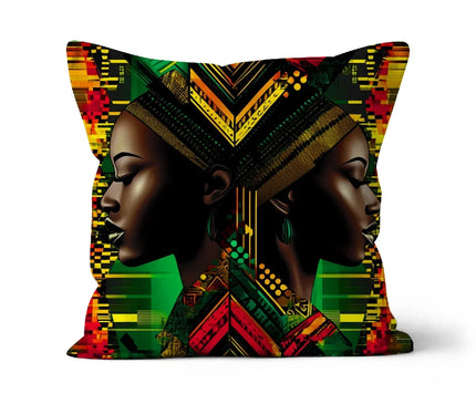 African Print Red Green Yellow Twin Energy  Cushion - D'Sare