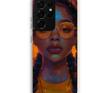 Solar Flare Radiant Soul  Beautiful Black Girl  Eco Phone Case - D'Sare