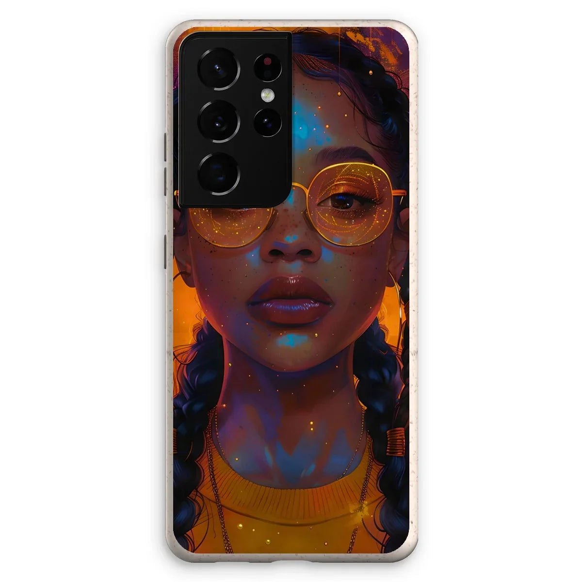 Solar Flare Radiant Soul  Beautiful Black Girl  Eco Phone Case - D'Sare
