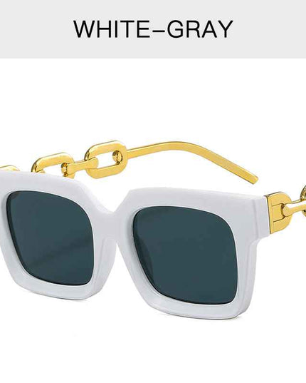 Fashion New Sunglasses Trend Personality Metal Chain Leg Glasses Retro Square Large Frame Net Red Sunglasses by eprolo