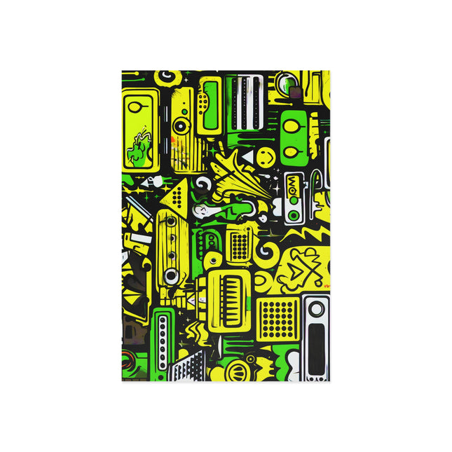Graffiti Green & Yellow Abstract Fine Art Postcard — Vibrant Urban Art Classic