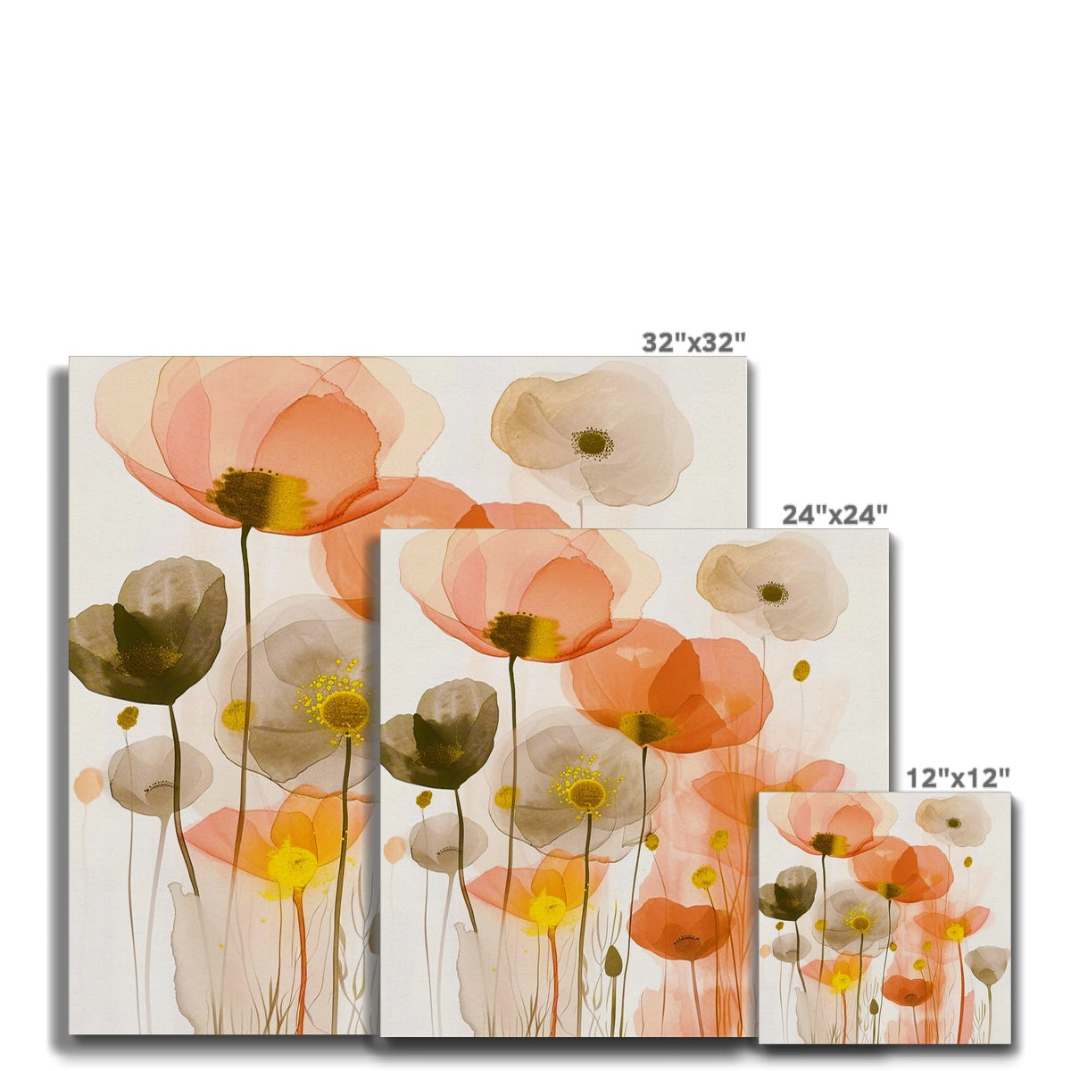 Poppy Echoes Golden Peach Escape 06 Eclectic Art Canvas - D'Sare