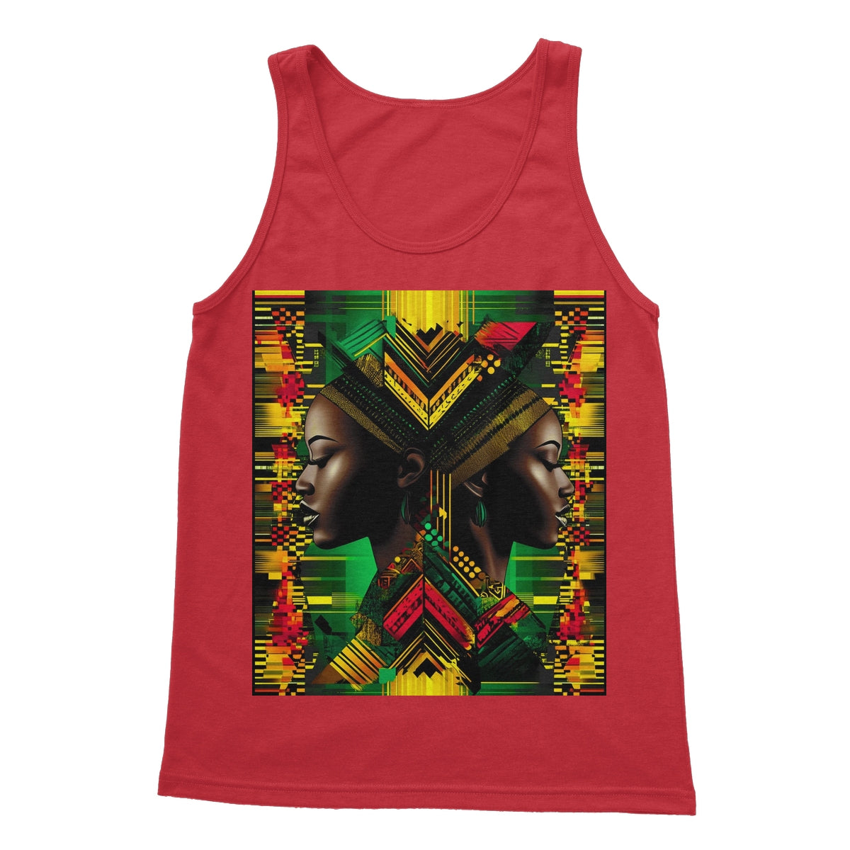 African Print Red Green Yellow Twin Energy  Softstyle Tank Top - D'Sare