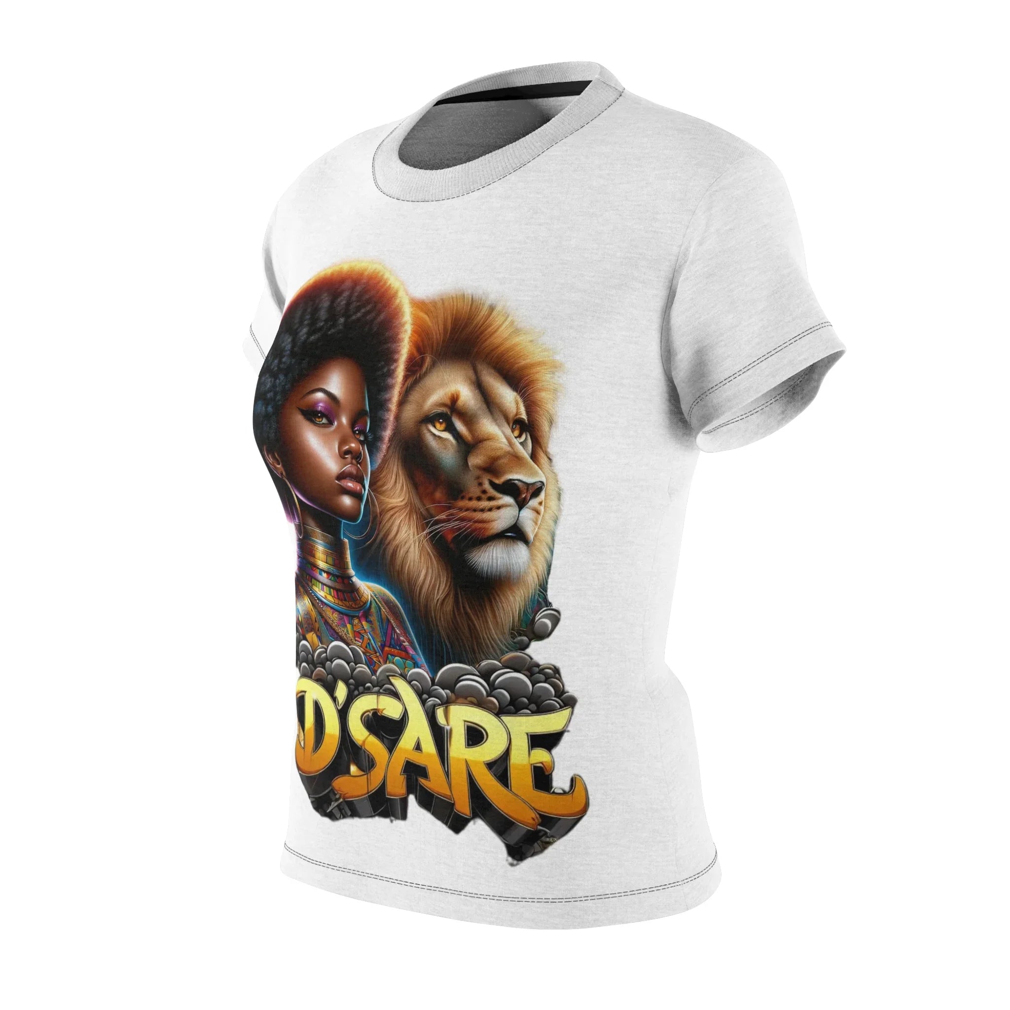 Afrocentric Lioness Power Tee - African Queen & Majestic Lion Design, Bold Cultural Statement T-Shirt, Empowerment T-Shirt Top - D'Sare