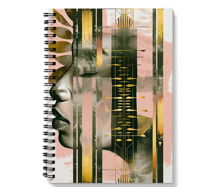 Echoes of Life: Afrocentric Meditation Peach and Gold Abstract Art Eclectic  Notebook