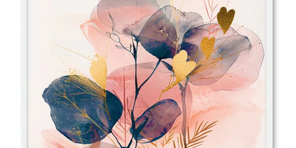 Peachy Blue Golden Flora Escape Framed Photo Tile by Prodigi