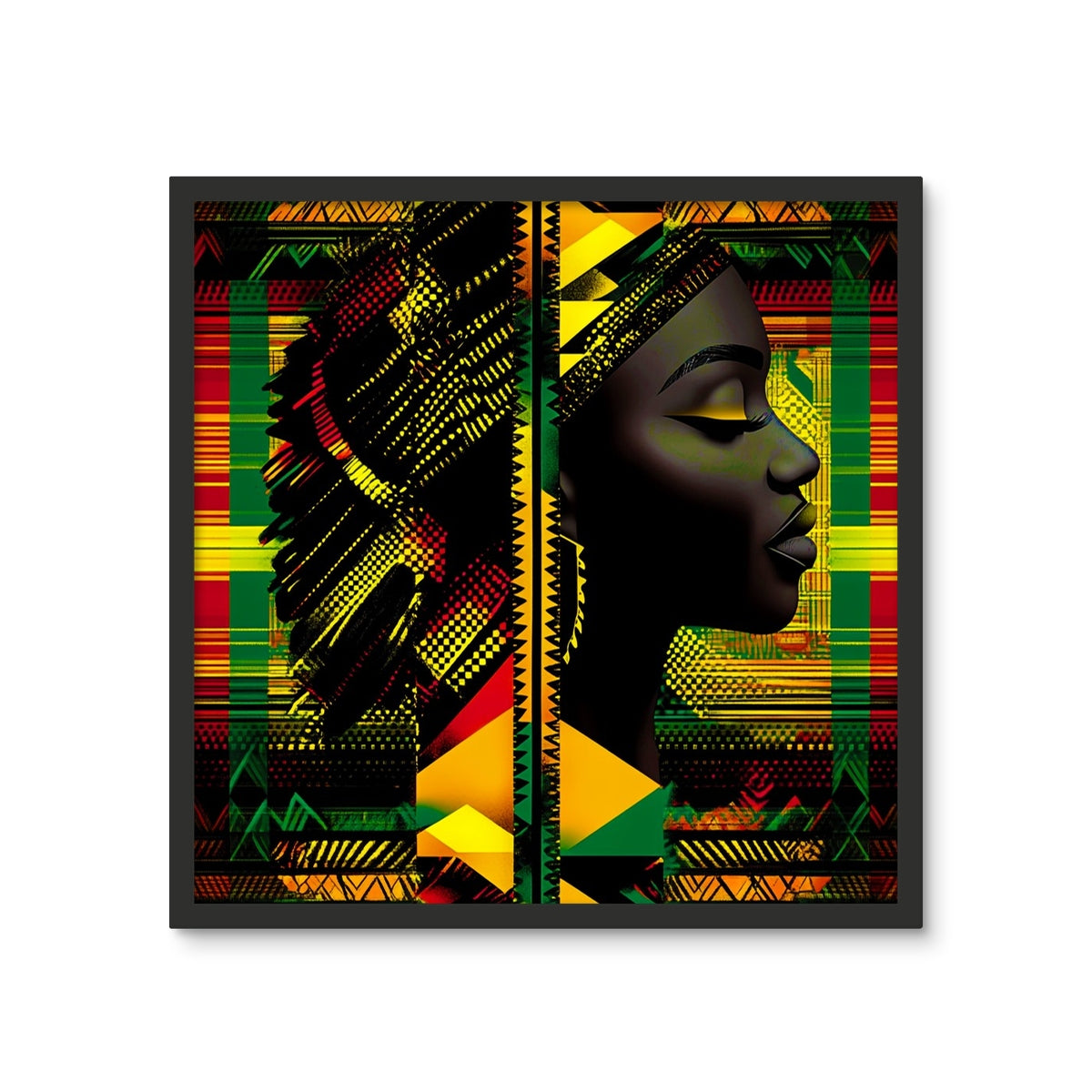 Abstract Red and Green Black Queen Fusion Framed Photo Tile