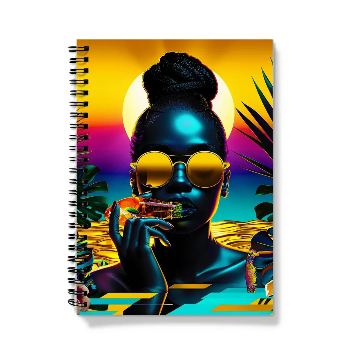 Tropical Sunset Dreams : Neon Vibes  Notebook - D'Sare