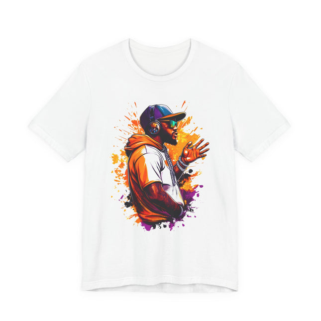 Urban Rapper Portrait Tee — Colorful Hip Hop Artist Graphic T-Shirt