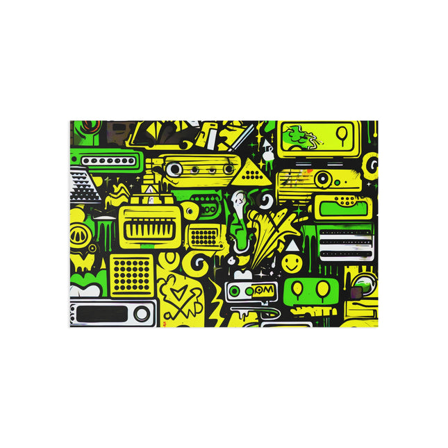 Graffiti Green & Yellow Abstract Fine Art Postcard — Vibrant Urban Art Classic