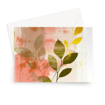 Peach Golden Leafy Escape 06 Eclectic Art Greeting Card - D'Sare