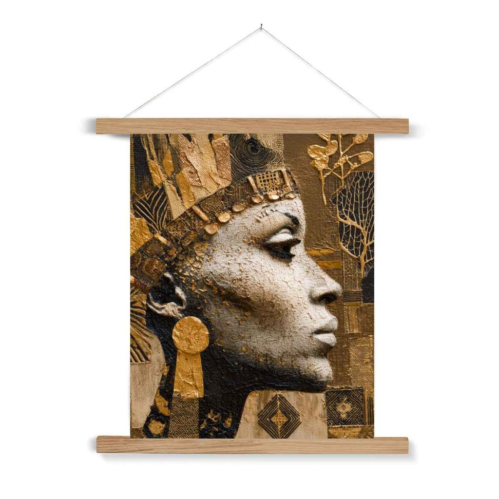 Afrocentric Golden Empress Fine Art Print Ready To Hang With Wooden Hanger