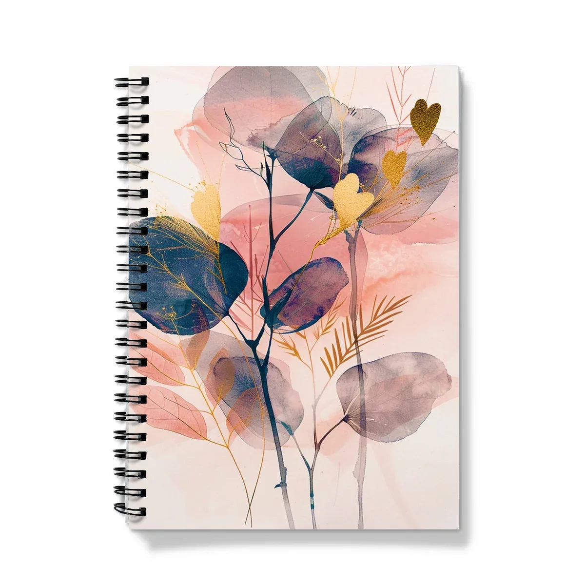 Peachy Blue Golden Flora Escape  Notebook - D'Sare