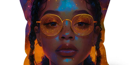 Solar Flare Radiant Soul Beautiful Black Girl Cushion by Prodigi