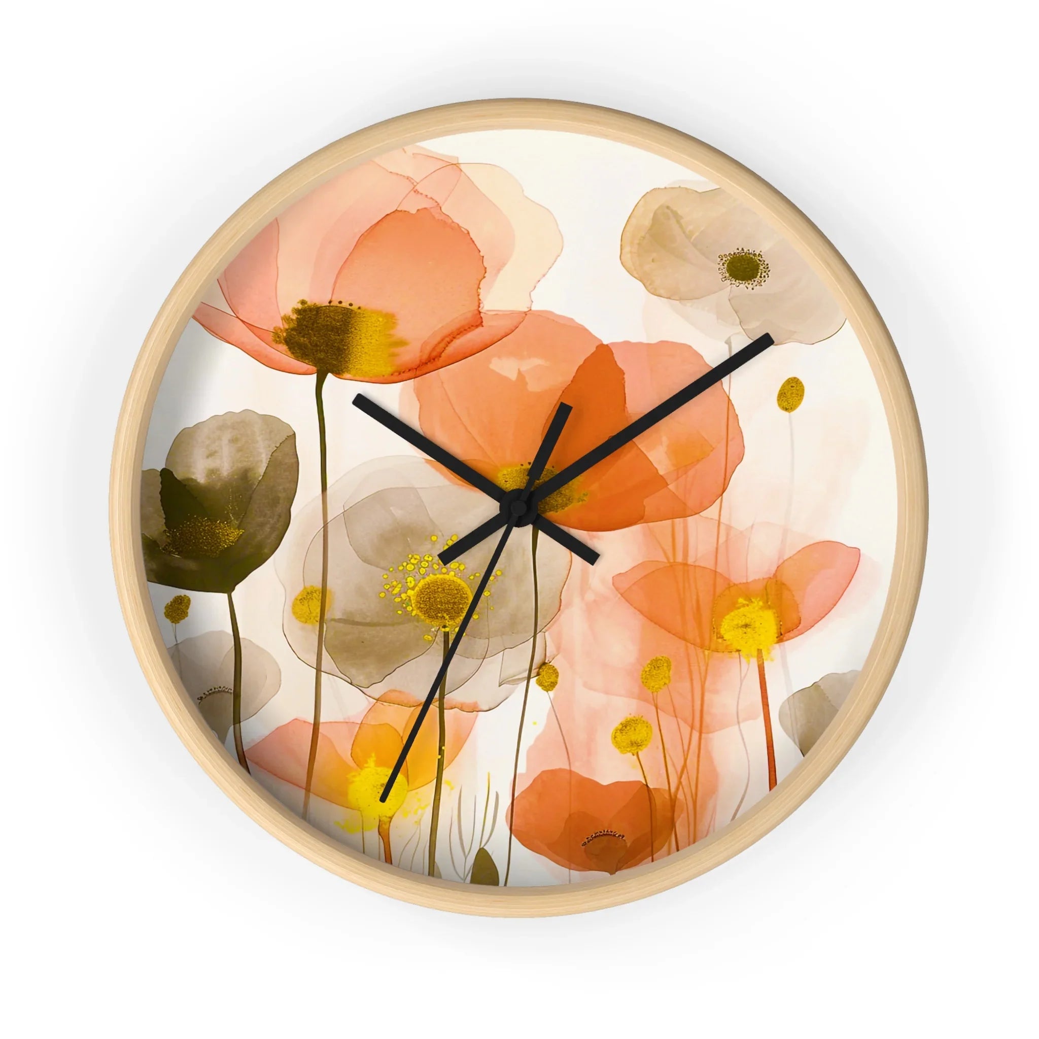 Poppy Echoes Golden Peach Escape Wall Clock - D'Sare