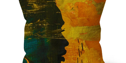 Golden Afrocentric Silhouette Cushion by Prodigi