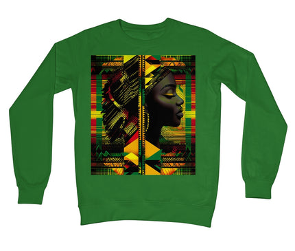 Abstract Red and Green Black Queen Fusion Crew Neck Sweatshirt