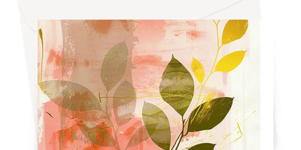 Peach Golden Leafy Escape 06 Eclectic Art Greeting Card by Prodigi