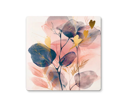Peachy Blue Golden Flora Escape  Coaster - D'Sare