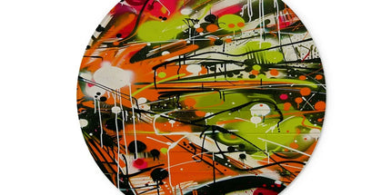 Neon Splatter Symphony: Urban Graffiti Art Glass Chopping Board by Prodigi