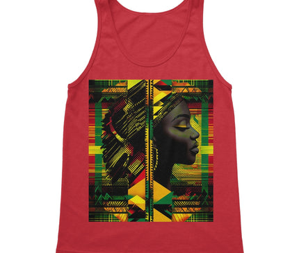 Abstract Red and Green Black Queen Fusion Softstyle Tank Top