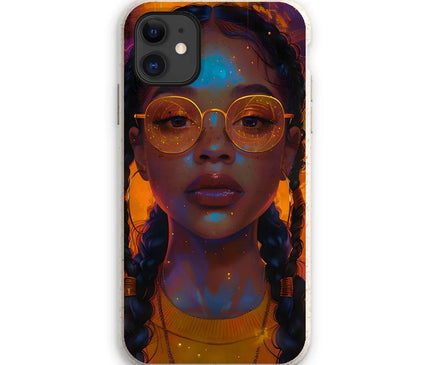 Solar Flare Radiant Soul  Beautiful Black Girl  Eco Phone Case - D'Sare