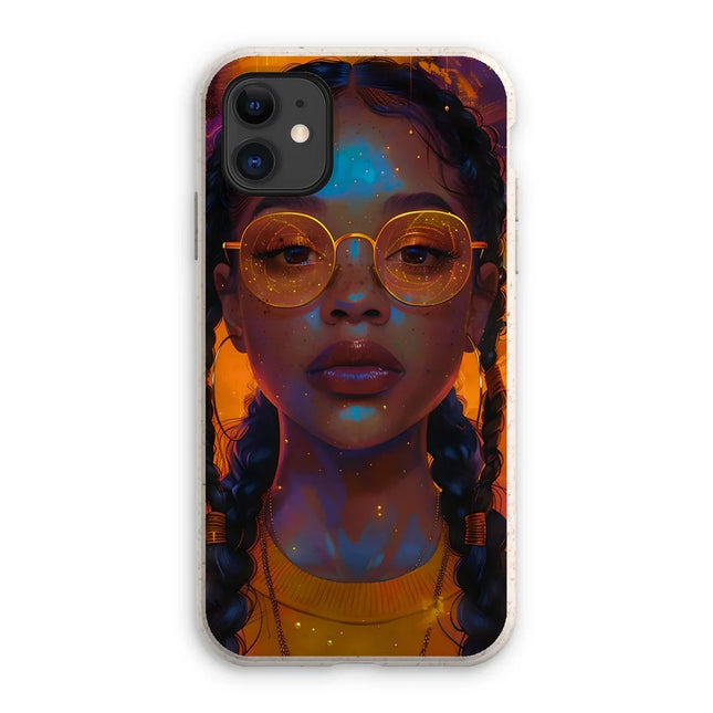 Solar Flare Radiant Soul  Beautiful Black Girl  Eco Phone Case - D'Sare
