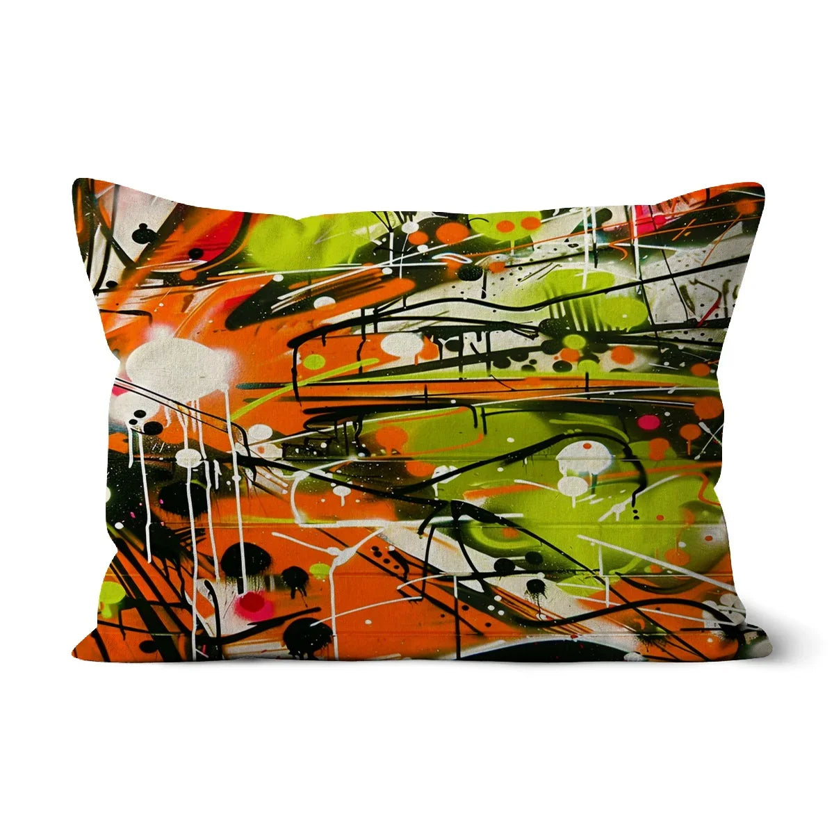 Neon Splatter Symphony: Urban Graffiti Art Cushion - D'Sare