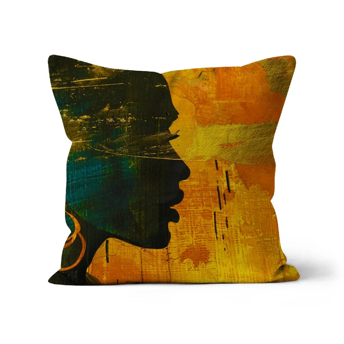 Golden Afrocentric Silhouette Cushion