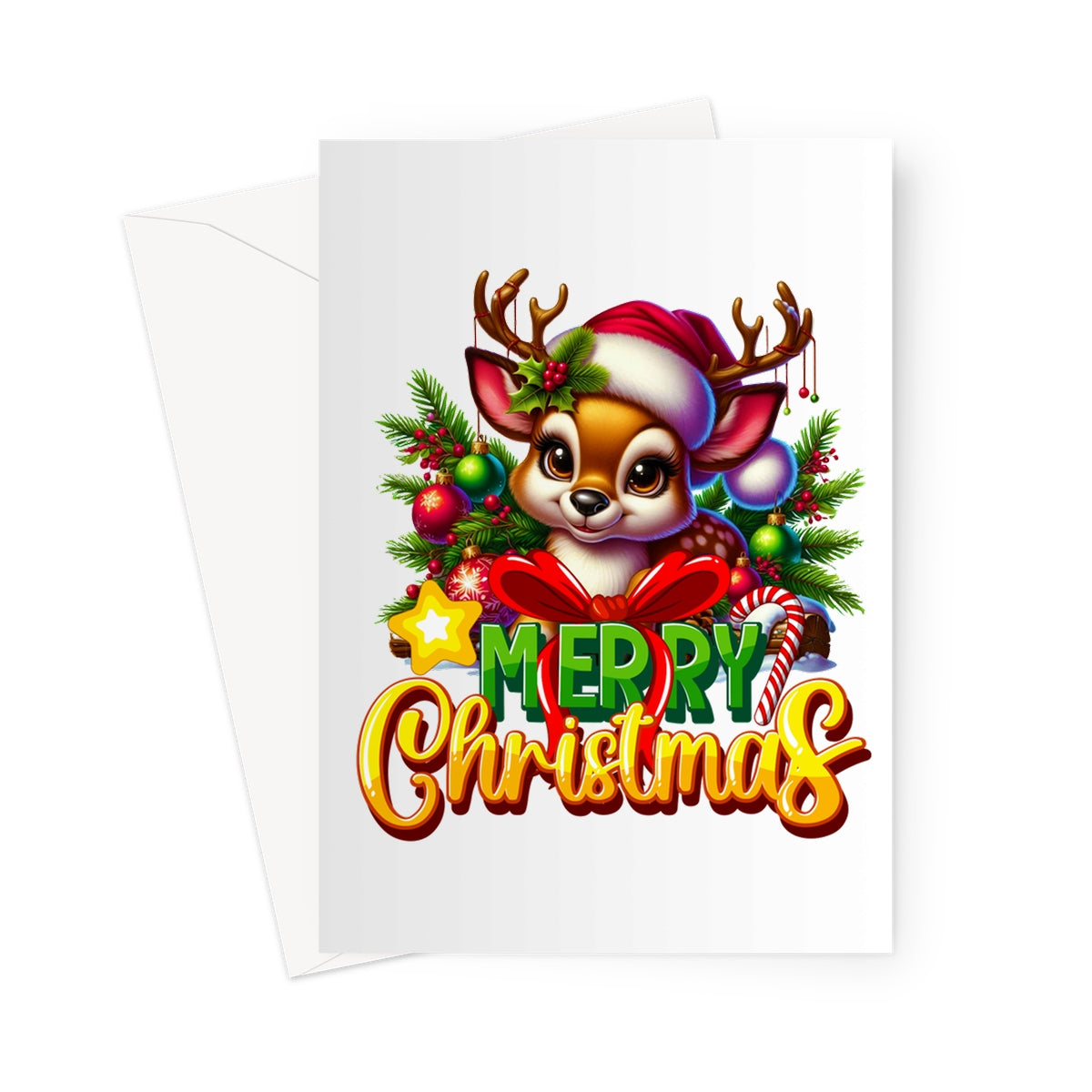 Reindeer Merry Christmas  Greeting Card