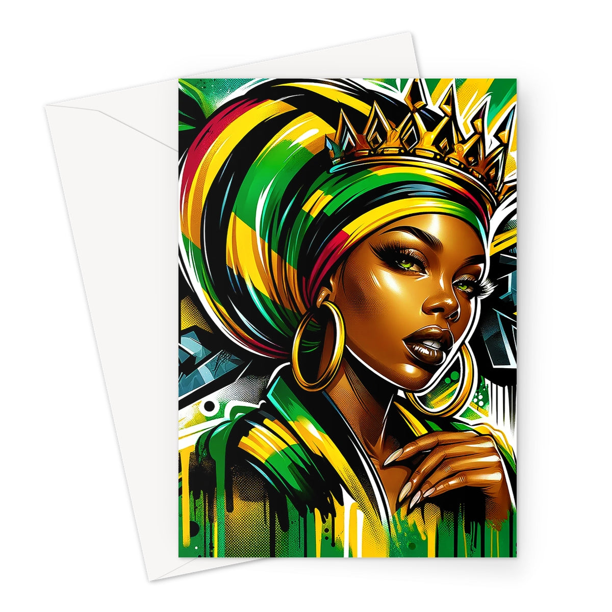 Gift For Her Rasta Queen Street Black Women Gift Greeting Card by Prodigi
