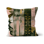 Echoes of Life: Afrocentric Meditation Peach and Gold Abstract Art Eclectic  Cushion