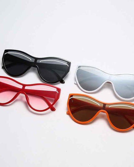 New Personality Cat Eye Sunglasses Female Trend Street Shot One-Piece Sunglasses Candy Color Eyebrow Glasses by eprolo