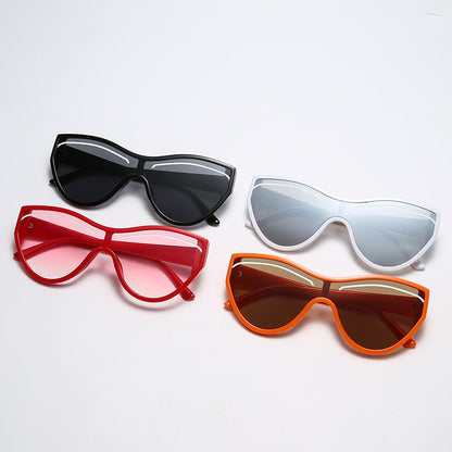 New Personality Cat Eye Sunglasses Female Trend Street Shot One-Piece Sunglasses Candy Color Eyebrow Glasses