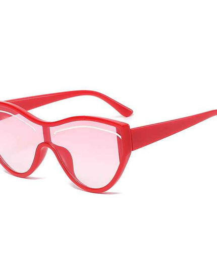 New Personality Cat Eye Sunglasses Female Trend Street Shot One-Piece Sunglasses Candy Color Eyebrow Glasses by eprolo