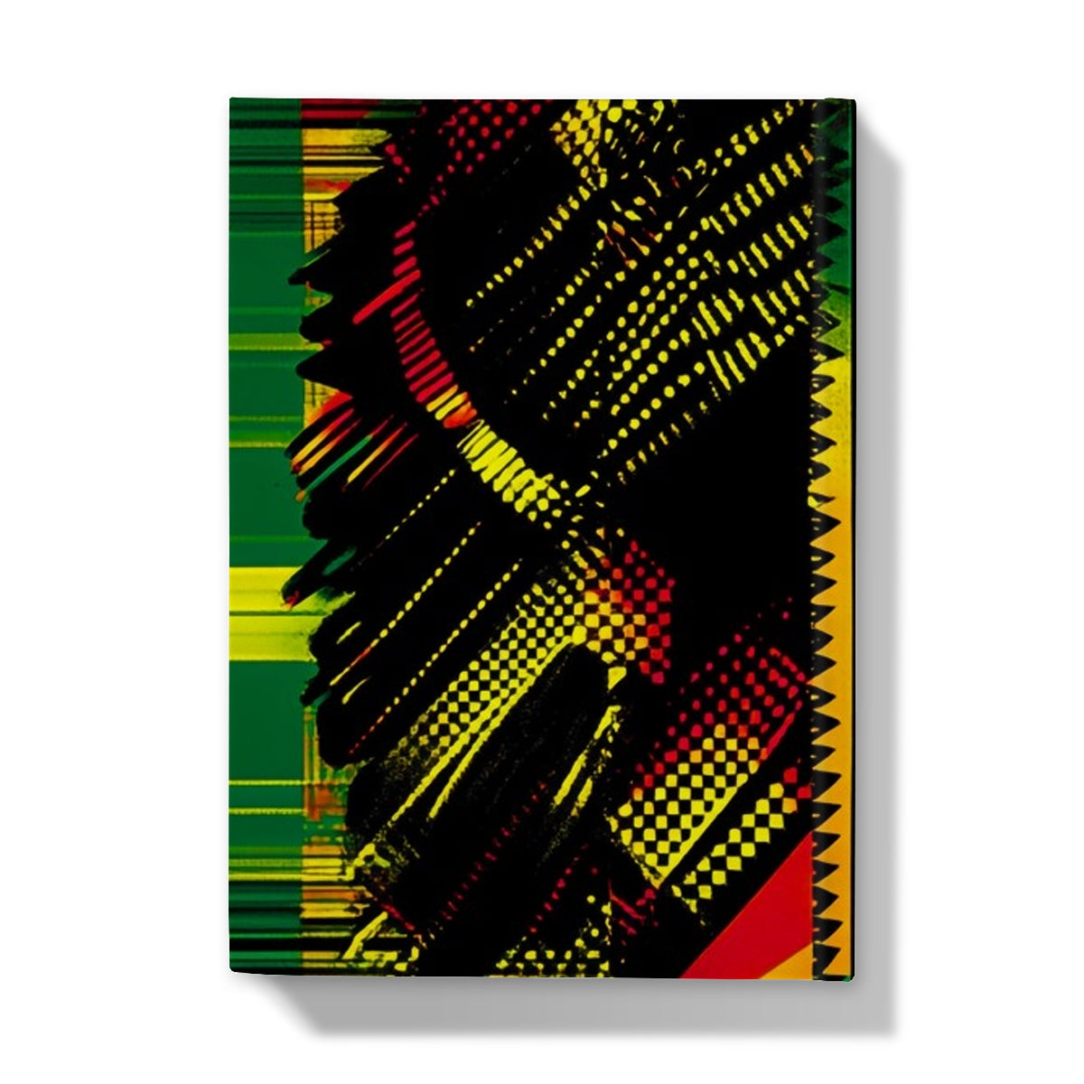 Abstract Red and Green Black Queen Fusion Hardback Journal