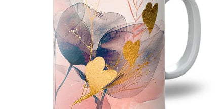 Peachy Blue Golden Flora Escape Mug by Prodigi