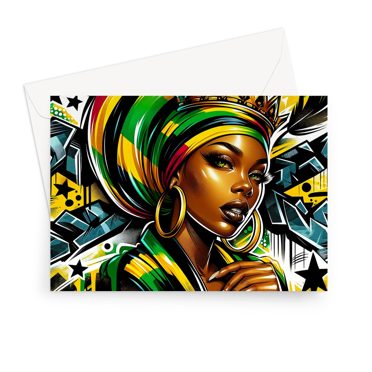 Gift For Her Rasta Queen Street Black Women Gift Greeting Card by Prodigi