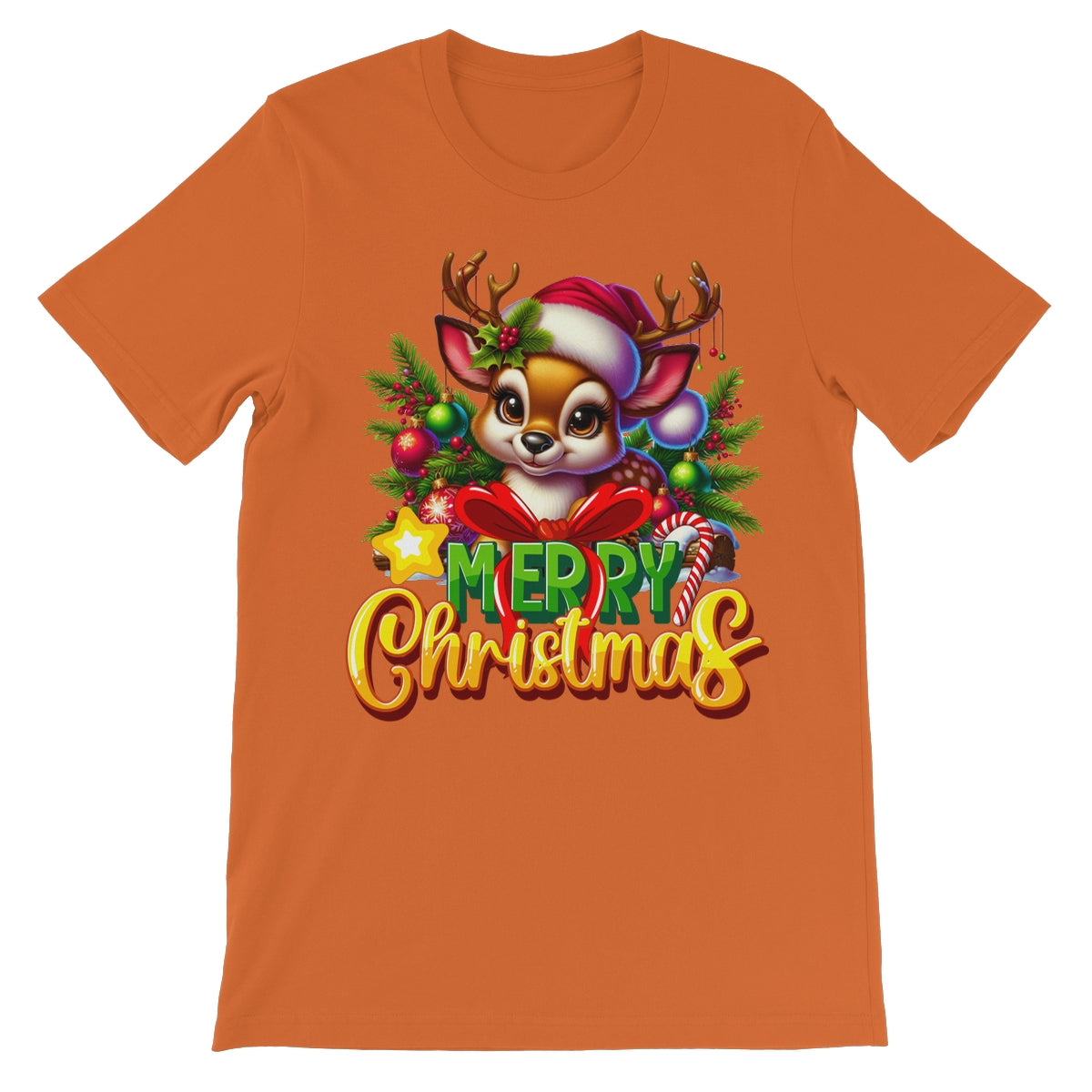 Reindeer Merry Christmas  Unisex Short Sleeve T-Shirt