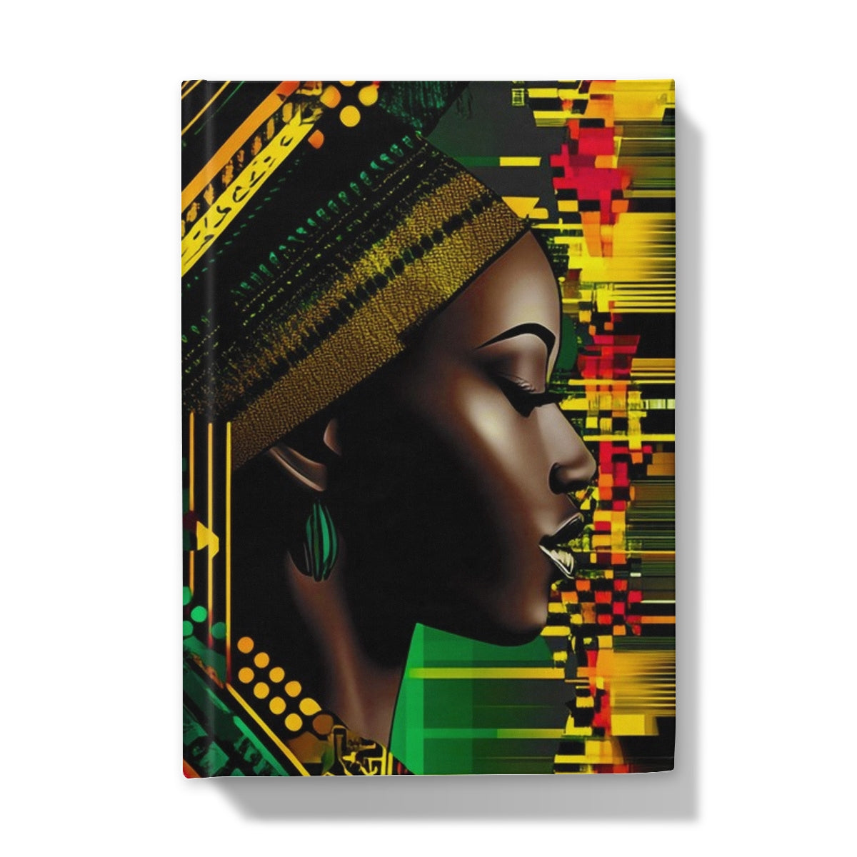 African Print Red Green Yellow Twin Energy  Hardback Journal - D'Sare