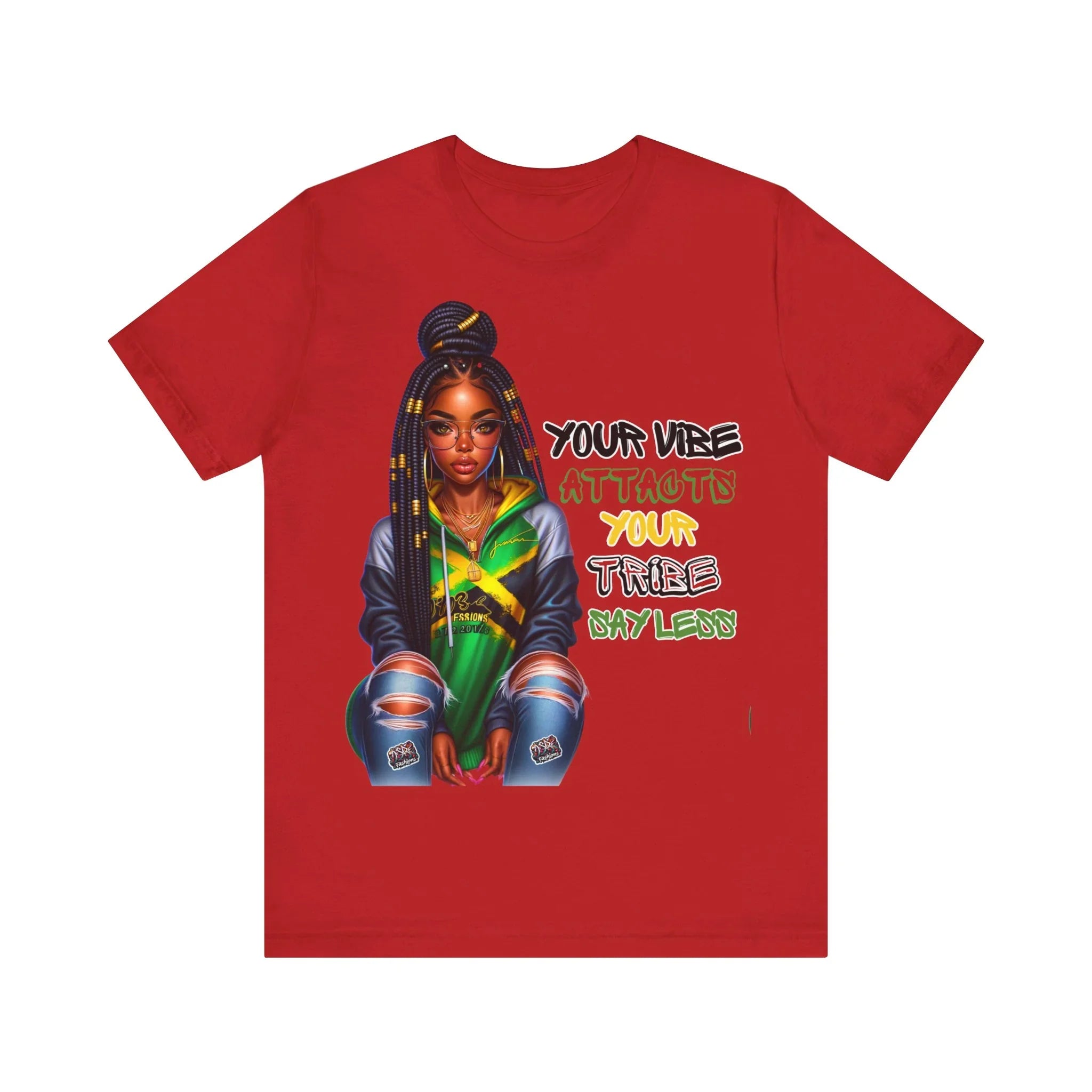 Jamaica Your Vibe Tribe T-Shirt  - Urban Streetwear with Inspirational Quote, Trendy Fashion Statement Sweatshirt, Chic Casual Wear Unisex Jersey Short Sleeve Tee - D'Sare
