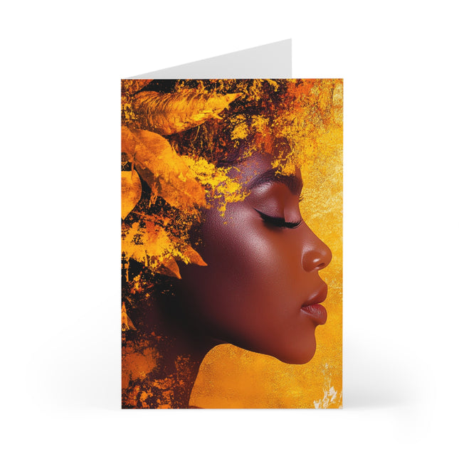 Autumn Gold Empress Greeting Cards (7-Pack) — Fall Floral Stationery Set
