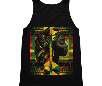 Abstract Red and Green Black Queen Fusion Softstyle Tank Top