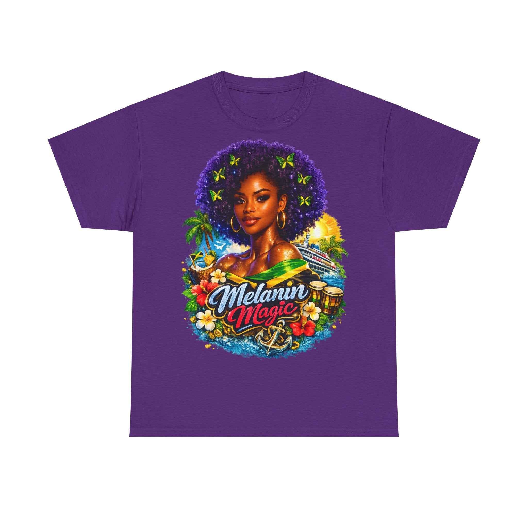 Melanin Magic Jamaica Portrait T-Shirt — Afrocentric Floral Tee