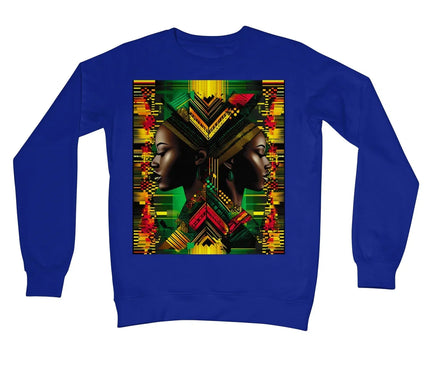 African Print Red Green Yellow Twin Energy  Crew Neck Sweatshirt - D'Sare