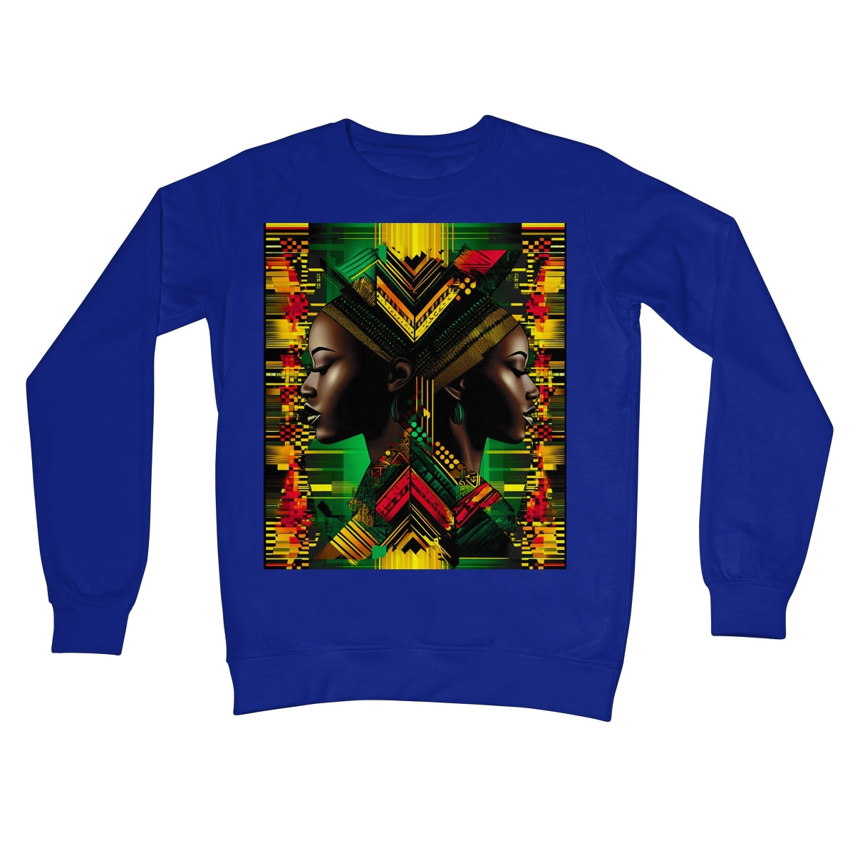 African Print Red Green Yellow Twin Energy  Crew Neck Sweatshirt - D'Sare