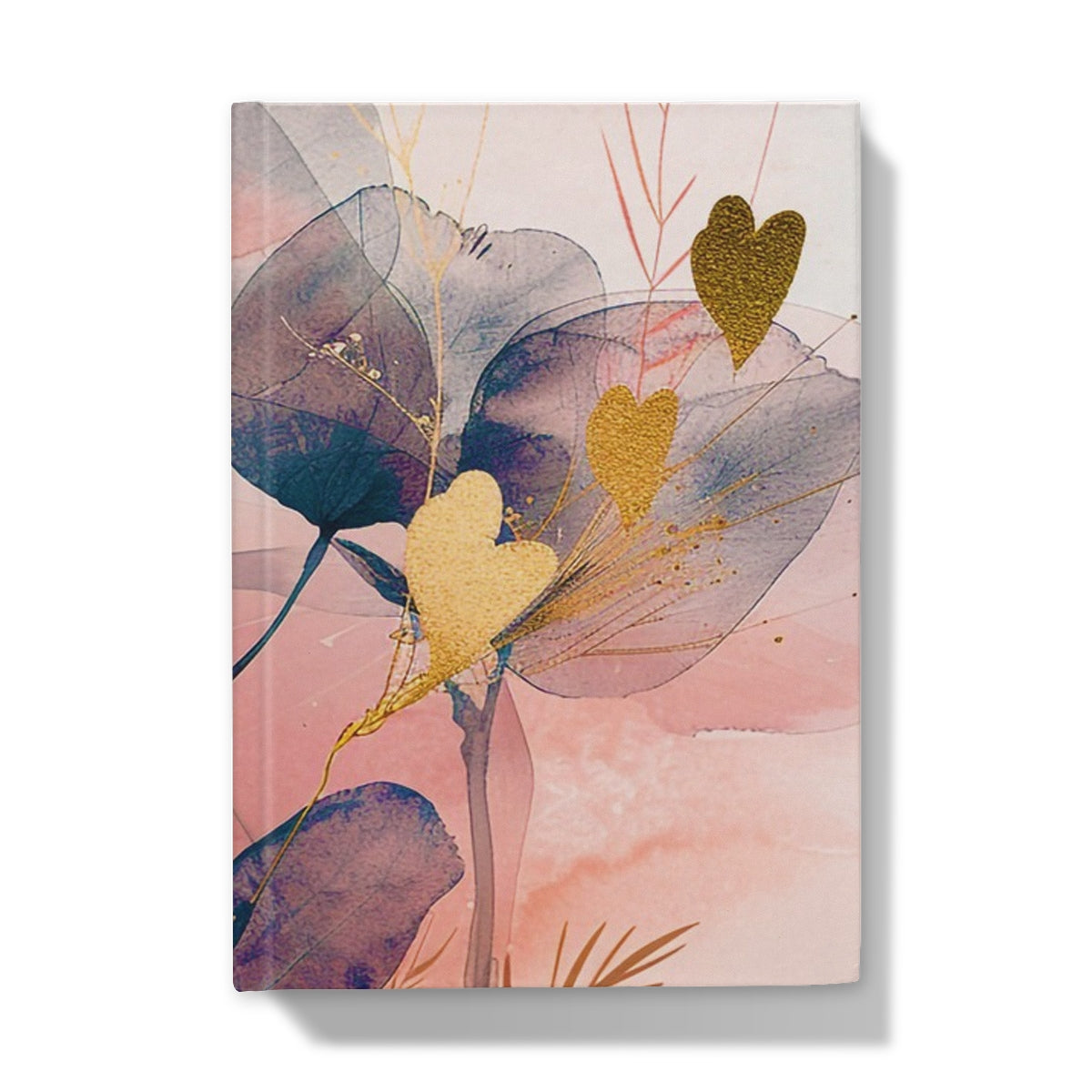 Peachy Blue Golden Flora Escape  Hardback Journal - D'Sare