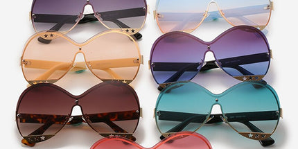 Gradual Color Runway Sunglasses Female Fashion Hollowed Out Five-Star Metal Trend Sunglasses