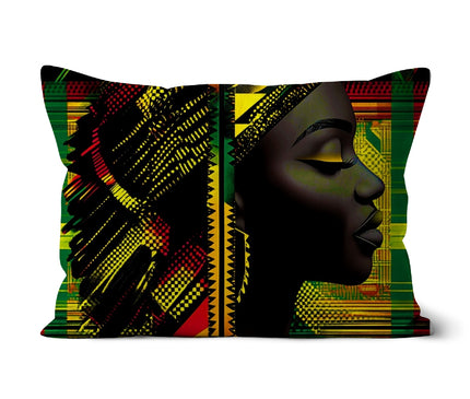 Abstract Red and Green Black Queen Fusion Cushion